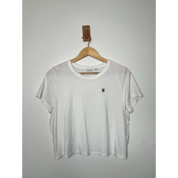 Aritzia Sunday Best White Coffee Icon Cropped Tee Size Large - Picture 1 of 5